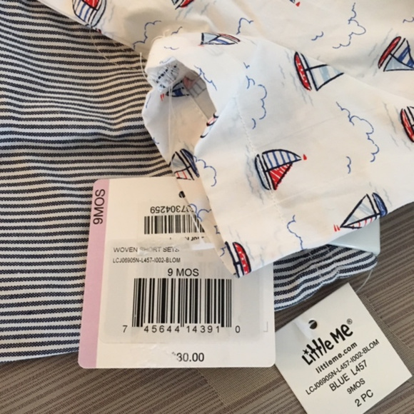 💲⬇️ Cute Little Me Sail Boat Shirt/Short Set, 9M - Picture 2 of 4